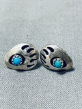 Detailed Vintage Native American Navajo Turquoise Sterling Silver Earrings-Nativo Arts