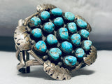 Powerful 140 Gram Vintage Native American Navajo Turquoise Sterling Silver Bracelet-Nativo Arts