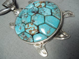 Colossal Turtle Vintage Native American Navajo Sterling Silver Inlaid Necklace-Nativo Arts