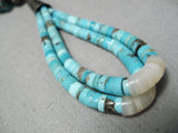 Superior Vintage Santo Domingo Native American Navajo Turquoise Heishi Sterling Silver Necklace-Nativo Arts