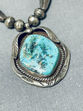 Robby Platero Vintage Native American Navajo Pilot Mountain Turquoise Sterling Silver Necklace-Nativo Arts
