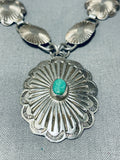 Very Rare Concho Vintage Native American Navajo Turquoise Sterling Silver Necklace-Nativo Arts