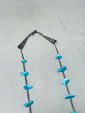 Amazing Vintage Native American Navajo Kingman Turquoise Silver Heishi Necklace-Nativo Arts