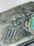 Native American Heavy Old Patina Vintage Hopi Turquoise Sterling Silver Buckle Old-Nativo Arts