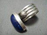Thick!! Heavy Native American Navajo Lapis Sterling Silver Important Ring-Nativo Arts