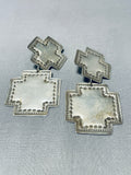 Marvelous Vintage Native American Navajo Sterling Silver Cross Clip Earrings-Nativo Arts