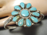Marvelous Vintage Native American Navajo Turquoise Sterling Silver Bracelet Old-Nativo Arts