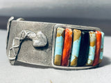 Snake Inlay Signed Vintage Native American Turquoise Sterling Silver Bracelet-Nativo Arts