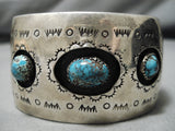 Best Bisbee Turquoise Vintage Native American Navajo Shadow Sterling Silver Bracelet Old-Nativo Arts