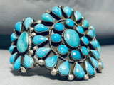 Heavy Thick Vintage Native American Navajo Teardrop Turquoise Sterling Silver Bracelet-Nativo Arts