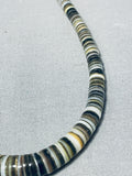 Native American Authentic Vintage Santo Domingo Brown Shell Sterling Silver Choker Necklace-Nativo Arts