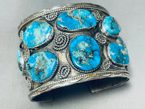 100 Gram Heavy Vintage Native American Navajo Boulder Turquoise Sterling Silver Bracelet-Nativo Arts