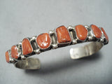 Expressive Navajo Coral Sterling Silver Bracelet Native American-Nativo Arts