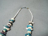 Native American Impressive Vintage Santo Domingo Turquoise Sterling Silver Necklace Old-Nativo Arts