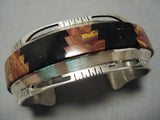 Museum Utah Rocks Vintage Native American Navajo Sterling Silver Inlaid Bracelet Cuff Old-Nativo Arts