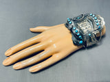 Saddle Completely Handmade Native American Navajo Turquoise Sterling Silver Bracelet Cuff-Nativo Arts