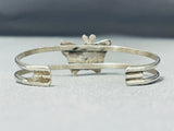Important Native American Zuni Inlay Mother Of Pearl Butterfly Sterling Silver Bracelet-Nativo Arts