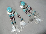 Eye-catching Navajo Turquoise Sterling Silver Dangle Earrings Native American-Nativo Arts