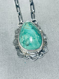 Jake Francosa San Felipe Green Old Kingman Turquoise Sterling Silver Necklace-Nativo Arts