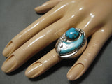 Incredible Vintage Native American Navajo Fred Platero Sterling Silver Turquoise Ring Old-Nativo Arts