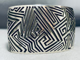 Completely Hand Carved Native American Navajo Sterling Silver Maze Bracelet-Nativo Arts