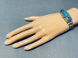 Marvelous Vintage Native American Navajo Kingman Turquoise Sterling Silver Bracelet-Nativo Arts