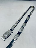 Important Rug Pattern Sterling Silver Vintage Native American Navajo Hand Tooled Concho Belt-Nativo Arts