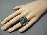 Beautiful Vintage Native American Navajo Turquoise Mountain Turquoise Sterling Silver Ring-Nativo Arts