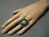 Stunning Vintage Navajo Green Turquoise Sterling Silver Native American Ring-Nativo Arts