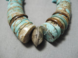 Native American One Of The Largest Santo Domingo Fetish Sterling Silver Turquoise Necklace-Nativo Arts