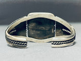 Rare Squared Green Turquoise Vintage Native American Navajo Sterling Silver Flank Bracelet-Nativo Arts