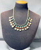 Native American Very Rare Authentic Early 1900's Vintage Santo Domingo Turquoise Necklace-Nativo Arts