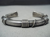 Thick Authentic Vintage Native American Navajo Orvville Tsinnie Sterling Silver Coil Bracelet-Nativo Arts
