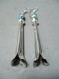 Outstanding Navajo Native American Turquoise Sterling Silver Blossom Earrings-Nativo Arts