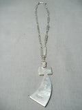 Unique Navajo Native American Spiny Oyster Sterling Silver Kokopelli Necklace-Nativo Arts