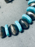 Long Tubule Native American Navajo Turquoise Sterling Silver Necklace-Nativo Arts