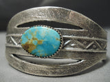 Heavy Thick Native American Navajo Royston Turquoise Sterling Silver Bracelet-Nativo Arts