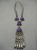 Museum Quality Vintage Navajo Charoite Sterling Silver Native American Necklace-Nativo Arts