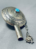 Fabulous Vintage Native American Navajo Morenci Turquoise Sterling Silver Flask-Nativo Arts