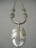 Feather Master Intricate Detailed Native American Navajo Sterling Silver Feather Necklace-Nativo Arts
