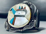 Heavy 100 Gram Vintage Native American Zuni Turquoise Sterling Silver Dancer Bracelet-Nativo Arts