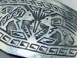 Outstanding Native American Hopi Chiseled Overlay Bears Sterling Silver Immense Buckle-Nativo Arts
