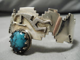 Unique Distinctive!! Vintage Native American Navajo Kokpelli Turquoise Sterling Silver Bracelet-Nativo Arts