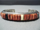 Important Ray Adakai Vintage Native American Navajo Turquoise Sterling Silver Inlay Bracelet-Nativo Arts