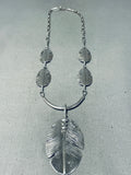 Astounding Native American Navajo Sterling Silver Feather Necklace Ben Begaye-Nativo Arts