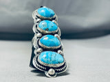 Massive Native American Navajo Old Kingman Turquoise Sterling Silver Ring-Nativo Arts