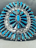 Fabulous Native American Navajo Turquoise Sterling Silver Bracelet Signed Tommy Lowe-Nativo Arts