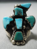 Early 1900's Vintage Native American Navajo Turquoise Sterling Silver Bird Ring Old-Nativo Arts