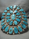 One Of The Best Vintage Native American Navajo Teardrop Turquoise Sterling Silver Bracelet Old-Nativo Arts
