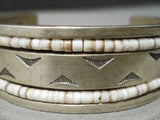 One Of The Best Heavy Vintage Native American Navajo Heishi Sterling Silver Bracelet Old-Nativo Arts